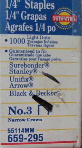 Master Mechanic 1000 1/4&#034; Light Duty Staples # 3 Narrow Crown 55114 mm