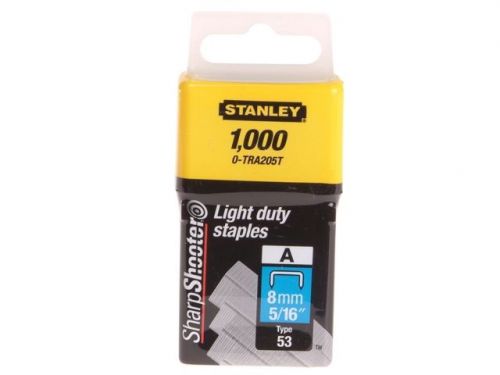 STANLEY 0-TRA205T - 8mm LIGHT DUTY STAPLES x 1000 (Type 53) - STA0TRA205T