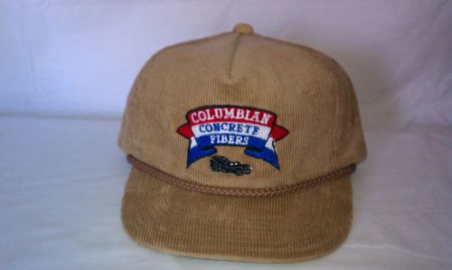 VTG 90s Columbian Concrete Fibers Beige Khaki Corduroy hat snapback clean