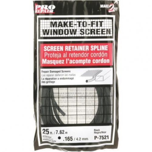 .165X25&#039; BLK SCRN SPLINE P7521