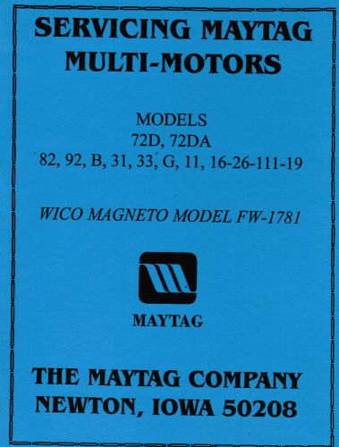 Maytag Gas Motor Engine Service Book Parts Manual &amp; Serial # List Model 92 82 72