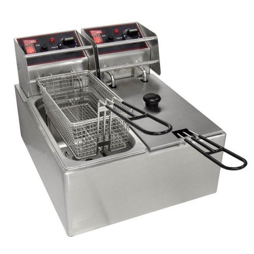 Cecilware Commercial S/S Countertop Electric 2 Deep Fryer 15 lbs Cap NSF EL2X15