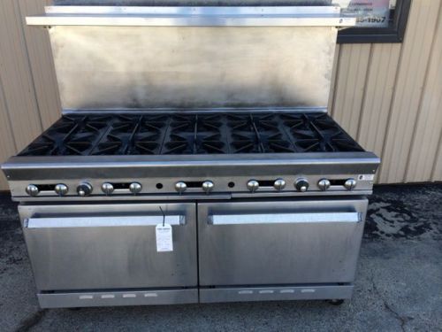 10 BURNER RANGE, NAT GAS, US RANGE MFG  W/ DBL OVEN BASE