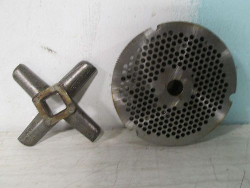 &#034; KASCO &#034; COMMERCIAL HEAVY DUTY 4&#034; MEAT GRINDER PLATE &amp; 3 1/2 &#034; MEAT GRINDER BLADE