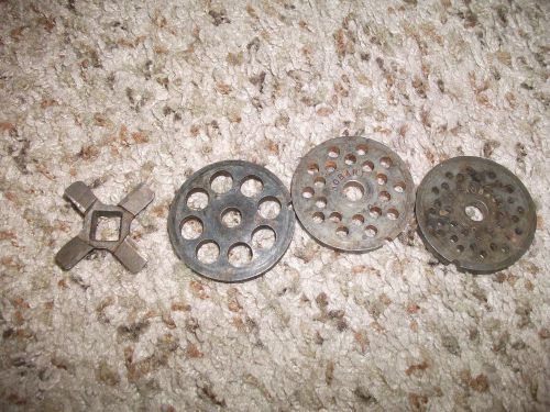 LOT OF 4 # 10 HOBART MEAT GRINDER PLATES