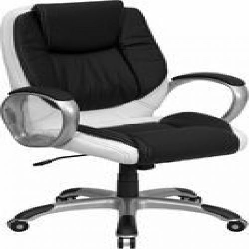 Flash furniture ch-cx0217m-gg mid-back black and white leather executive swivel for sale