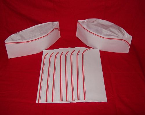 10 NEW RED 50`s Soda Jerk Ice Cream Paper Party Overseas Sailor Costume Hat Cap