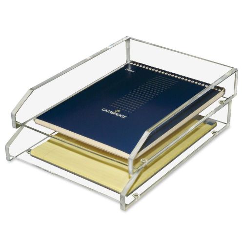 Kantek AD15 Double Letter Tray, Acrylic, 9-7/8&#034;X13-1/2&#034;X4-3/4&#034;, 1 Set, Clear