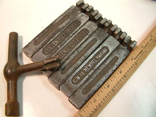 6pair Large No 2 Challenge Hempel wedge Quoins &amp; matching Key Letterpress type