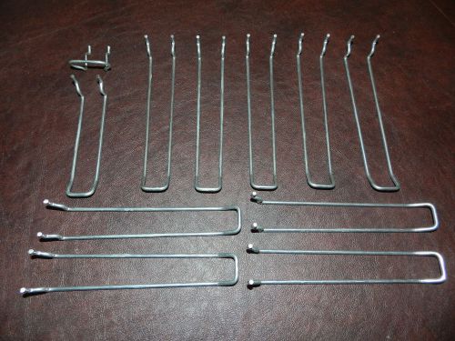 Lot of 11 Metal Closed Double Peg Board Hooks Slat Wall Crafts Workbench Tools