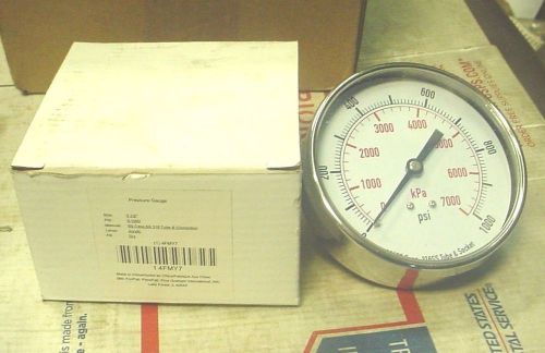 New  0-1000 psi pressure gauge 3 1/2&#034; air or hydraulic gage 1/4&#034; npt threads for sale