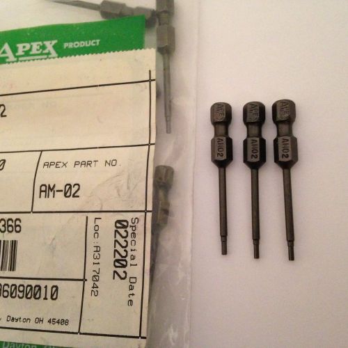 Apex AM-02 Hex Head Power Bit for 1/4&#034; Hex Drive, 1/16 x 1-15/16&#034; Long ,3 pieces