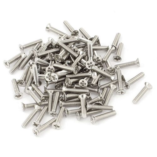 100pcs Magnetic Recessed Crosshead Phillips Flat Head Screw Bolt 2 x 8mm