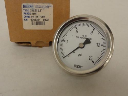 92772 New In Box, Wika 2325325300 Pressure Gauge, 1-15PSI, 1/4&#034; NPT