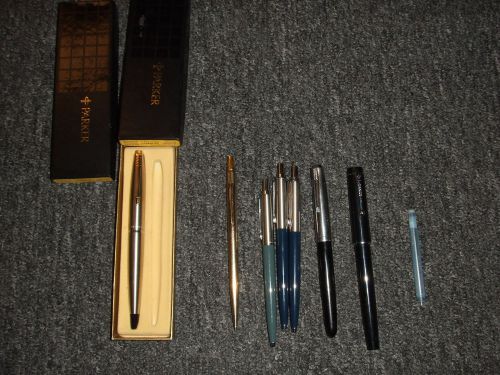 Vintage lot of parker assorted pens fountain / convertible / ball point for sale