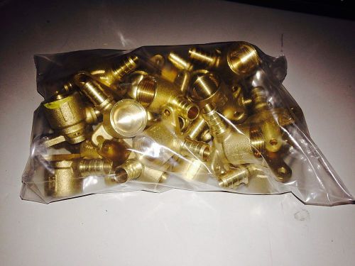 Lot of 25-1/2&#034; PEX x 1/2&#034; Female Threaded Drop Ear Elbow - Brass Crimp Fitting