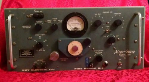 VINTAGE 1951 KAY MEGA SWEEP MODEL 111A TEST OSCILLATOR, RED LIGHTS POWER UP