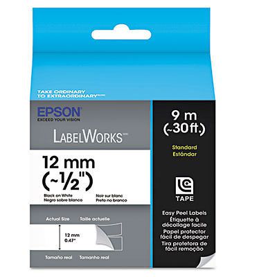 Labelworks standard lc tape cartridge, 1/2&#034;, black on white lc-4wbn9 for sale