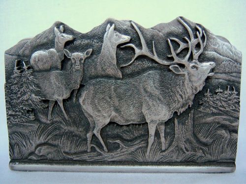 Elk Business Card Holder Heritage Metalworks Wildlife Collection Pewter