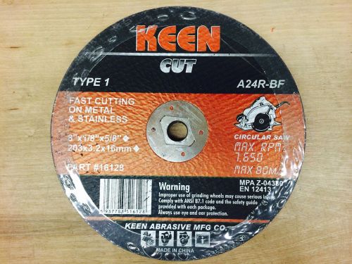 8&#034;x1/8&#034;x5/8&#034; METAL/STAINLESS CUT-OFF WHEEL A24RBF KEEN (KN3-16122-10)