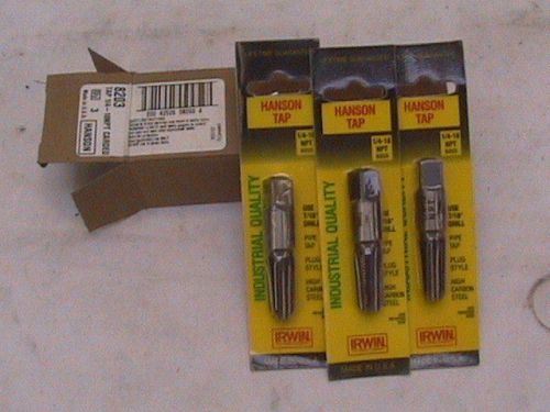 3 New Pipe Tap 1/4-18 NPT Irwin / Hanson U.S.A. Made Life Time Guarantee