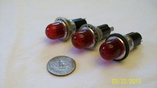 3 RED Dialco Dash Panel Indicator Lights 3/4&#034; 75W 125V Aircraft Radio Auto ~Nice