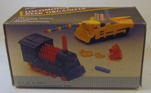 Vintage Locomotive Multi Purpose Yellow Desk Storage Organizer Sharpner NOS