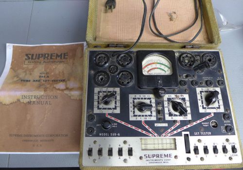 Vintage Supreme Instruments Tube Tester - Model 599-A w/chart, manual and case