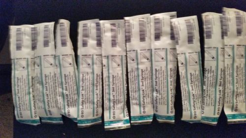 20 BD Safety Lok Syringes 3cc(3ml) 23G x 1&#034; (0.6mm x 25mm)