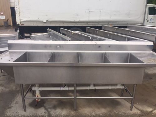 8 foot Stainless Steel Heavy Duty Work Prep Table 4 Bowl Sink