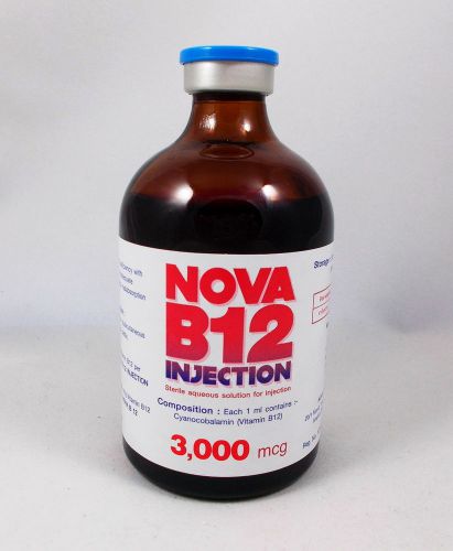 Vitamin B12 3000 mcg Injection Cattle Swine Sheep Livestock Animals NOVA 100 ml