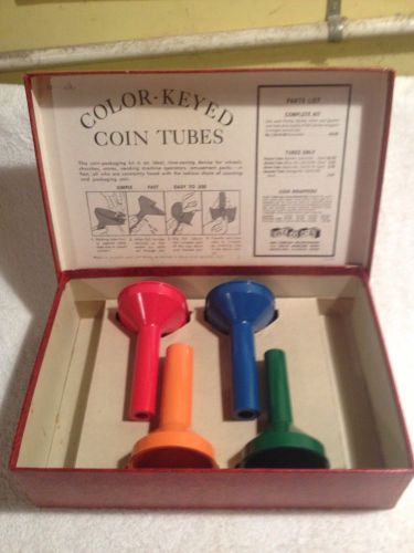 VINTAGE COLOR-KEYED COIN TUBES SET MAJOR METALFAB INC/BLOCK AND COMPANY INC  USA