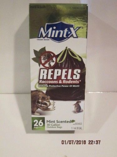 MINT-X Black Trash Bags, 30 gal, REPELS RACCOONS &amp; RODENTS-FREE SHIPPING NISB!!