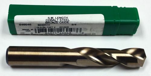 3/4&#034; COBALT S.M. LENGTH DRILL, 3-1/8&#034; LOF, 5&#034; OAL, PTD M40CO 46048