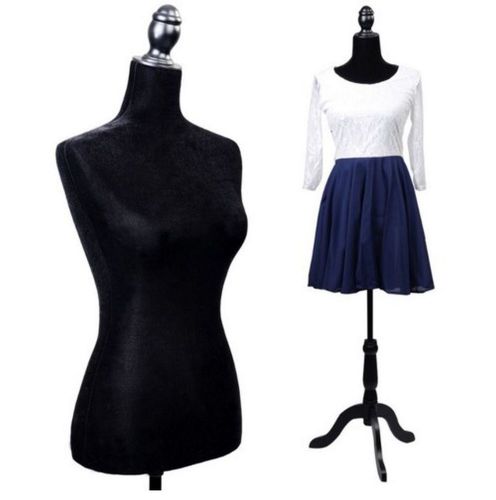 Black Female Mannequin Torso Dress &amp;Black Tripod Stand New