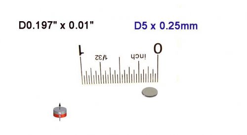 Set of 25pcs N52, D5mm x 0.25mm Rare Earth Neodymium Disc Magnets