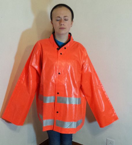 NASCO FLUORESCENT ORANGE REFLECTIVE RAIN COAT SIZE XX LARGE