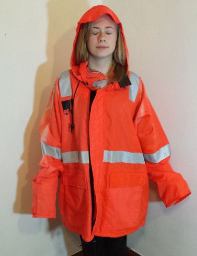 NASCO PC&amp;G RAIN COAT 81JF3302 FLUORESCENT ORANGE REFLECTIVE HOODED SZ XX LARGE