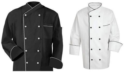 Buy 3 @ $60 Long Sleeve White Trim Cook Chef Waiter Waitress Coat Uniform Jacket