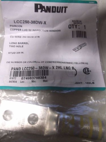 Panduit LCC250-38DW-X Code Conductor Lug, Two Hole, Long Barrel With Window