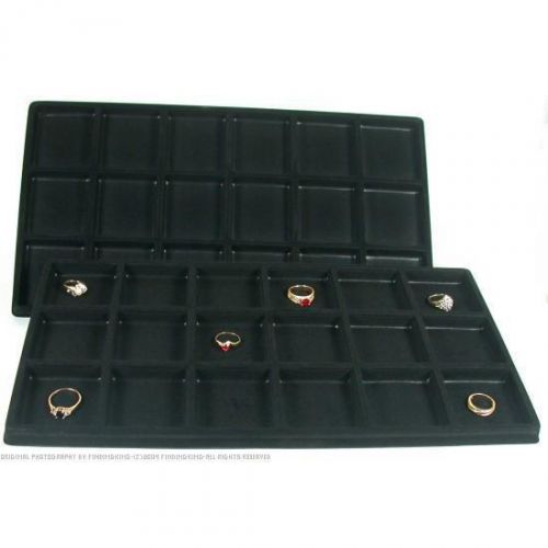 18 Compartment Display Tray Inserts Black 14 1/8&#034; 2Pcs