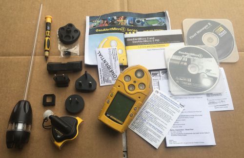 BW GAS ALERT MICRO 5 PID MULTI GAS DETECTOR W/PUMP MODULE &amp; EXTRAS HONEYWELL