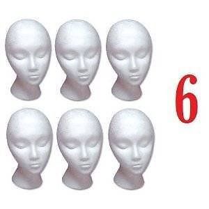 NEW Salon Certified Styrofoam Model Heads Hat Wig Foam Mannequin 6 Pack