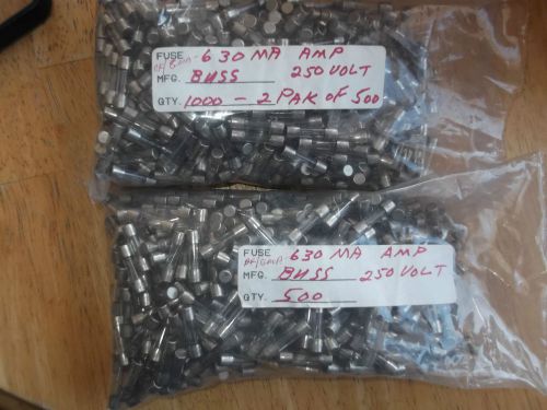 GDB 630MA QTY 100 BULK BUSSMANN  630mA, 5X20MM, FAST ACTING NEW