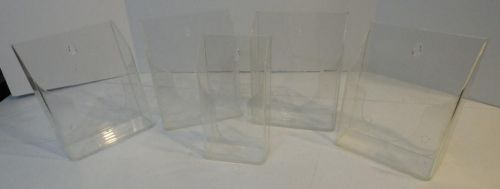 SET OF 5 CLEAR PLASTIC COUNTER TOP BROCHURE LITERATURE DISPLAY RACKS  HOLDER