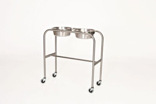 Mcm-1002 stainless steel double bowl h-brace ring stand without shelf new for sale