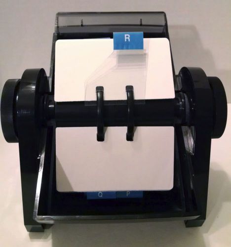 ROLODEX CARD HOLDER DRF 24C USA Black Spins Names Address Book Office