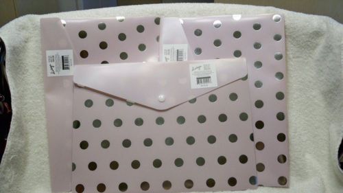 Divoga Snap Poly Envelopes   2 Pocket    9&#034;x12&#034;    LOT OF 3   Pink/Silver    NEW