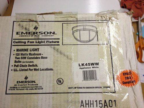 NEW EMERSON CEILING FAN LIGHT FIXTURE: LK45WW, WHITE, 120W