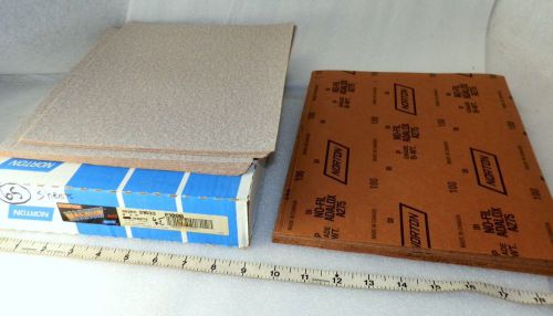 100 grit sand paper 9&#034; x 11&#034;  Norton 31633  QTY: 65 pcs Champagne no-fil Adalox